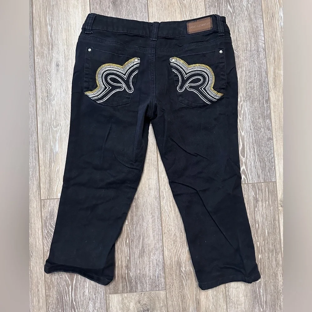 🛍️ Roca & Wear 98% Cotton & 2% Spandex black jean Capri size 5 great condition